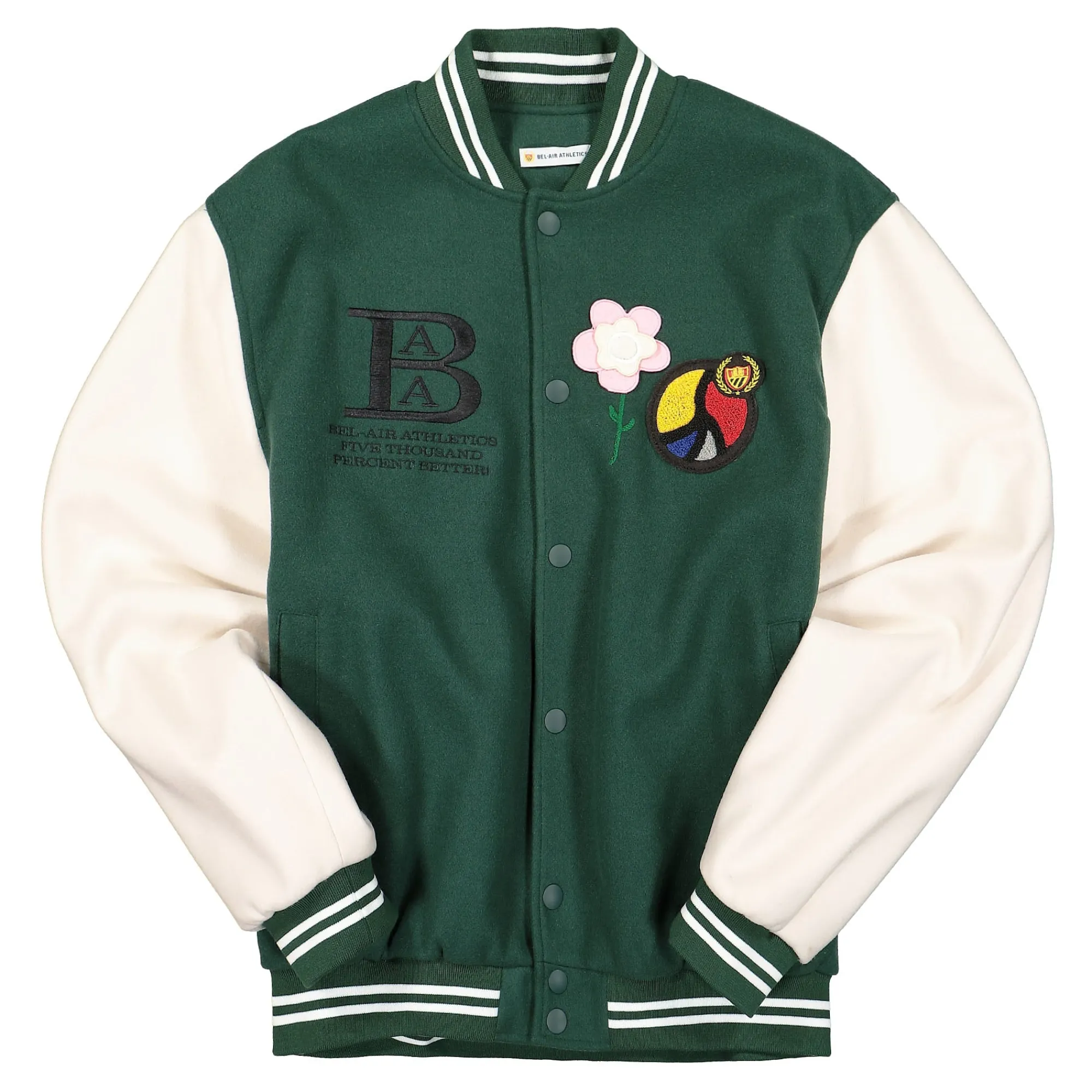 Jackets & Coats^Bel-Air Athletics BAA 5000% Varsity Jacket ChalkWhite/Ivy