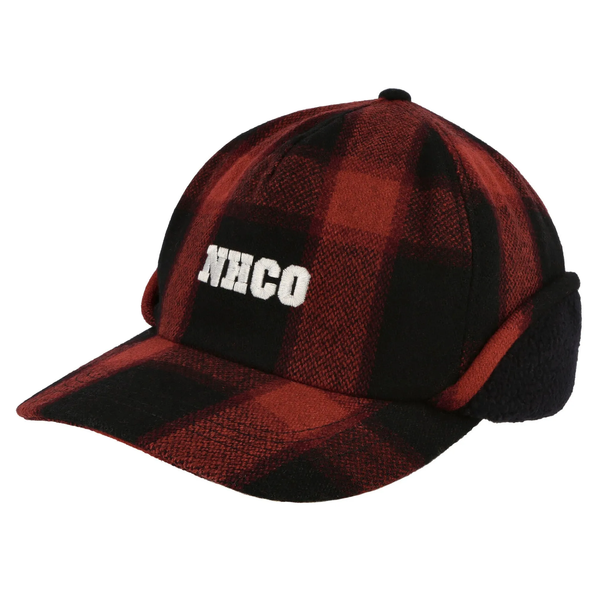 Caps, Hats & Beanies^Neighborhood Buffalo Check WN. Flap Cap Red