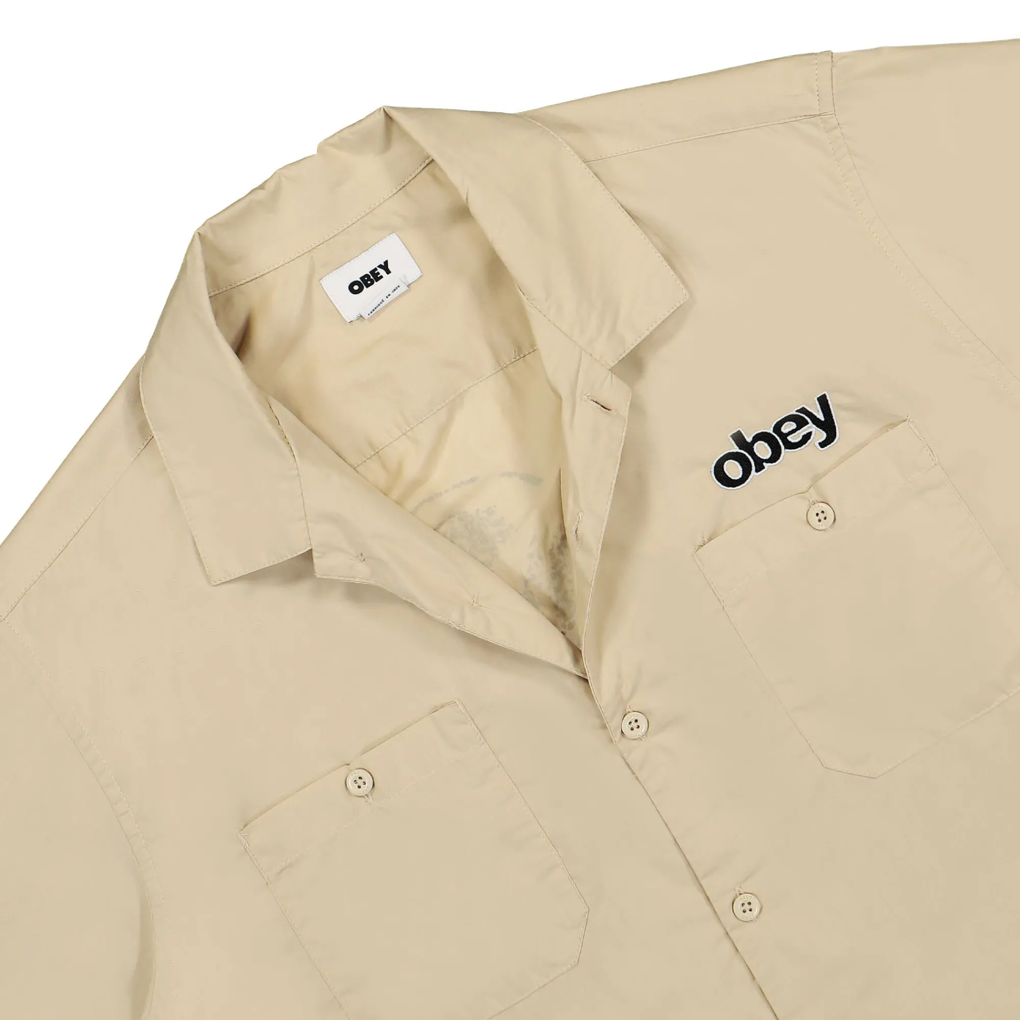 Shirts^Obey Clock in Woven Shirt Clay