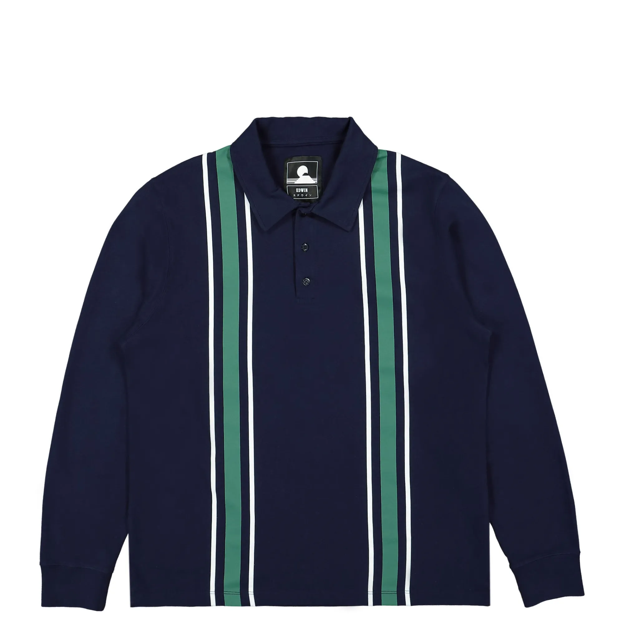 T-Shirts & Long Sleeves^Edwin Club Stripes Polo LS Jersey MaritimeBlue