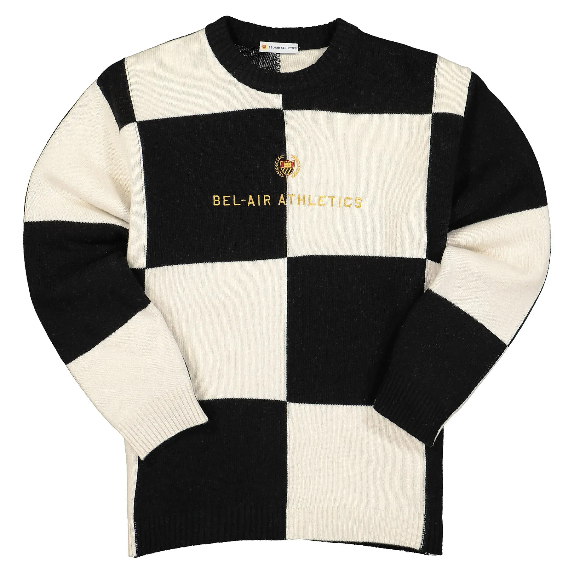 Sweatshirts & Hoodies^Bel-Air Athletics Colour Block Intarsia Knit Sweater VintageBlack/NotebookWhite