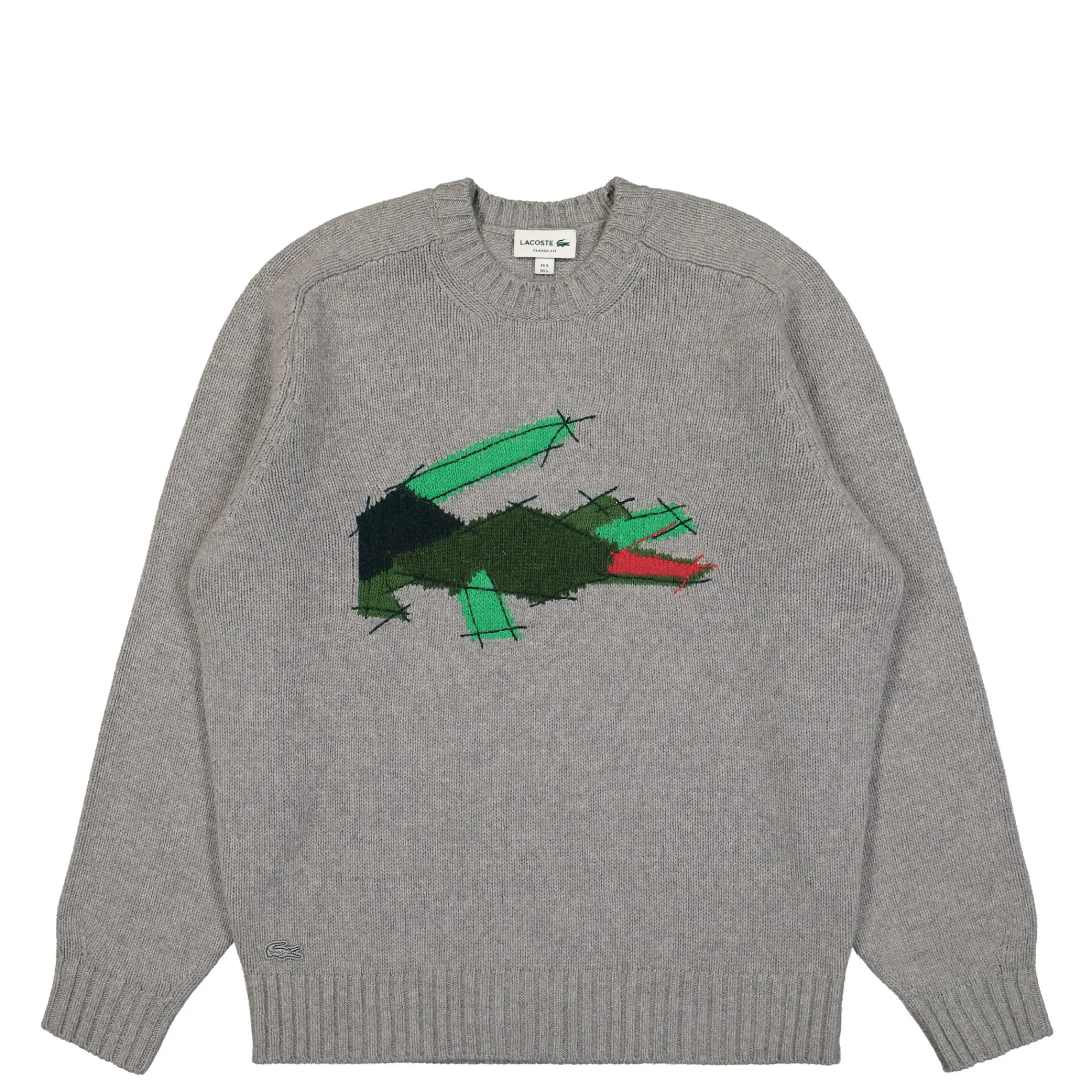 Sweatshirts & Hoodies^Lacoste Crocodile Motif Carded Wool Sweater SilverChine/Multicolor