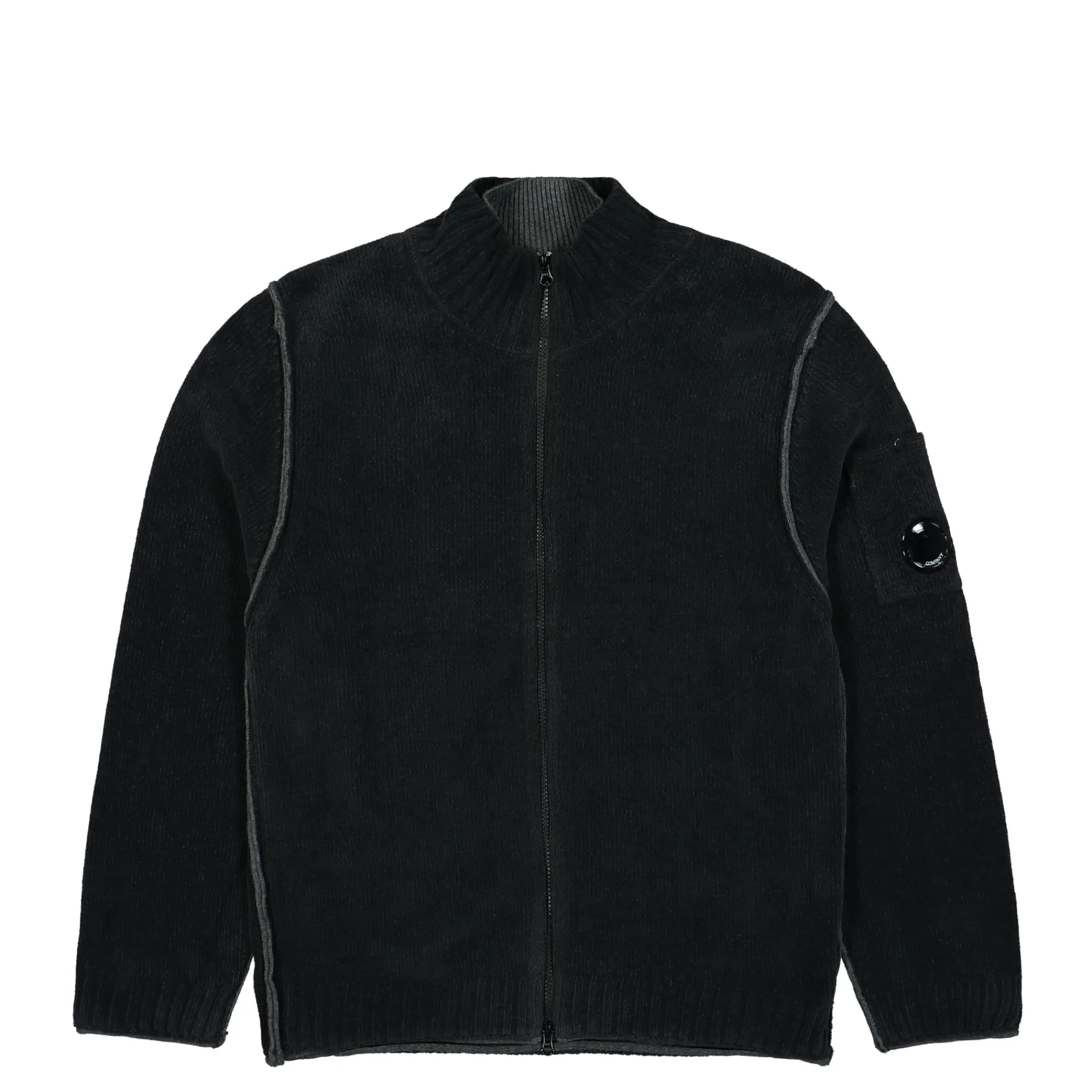 Sweatshirts & Hoodies^C.P. Company Knitwear Cardigan In Double Face Cotton Chenille BlackSand