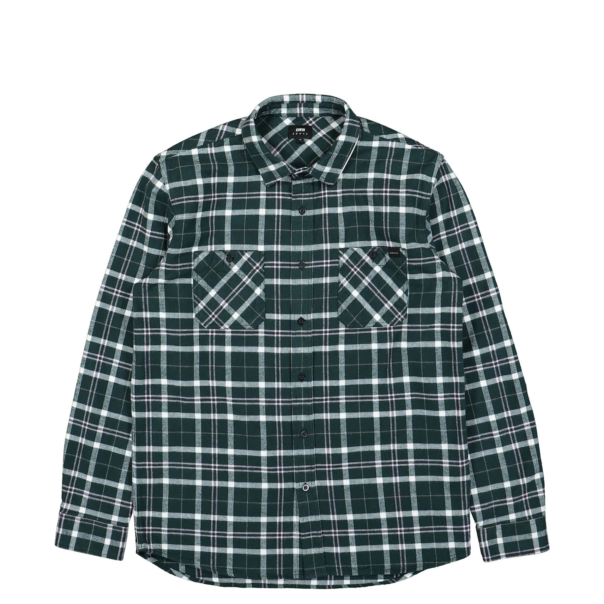 Shirts^Edwin Labour LS Shirt PineGrove/PinkGarmentWashed