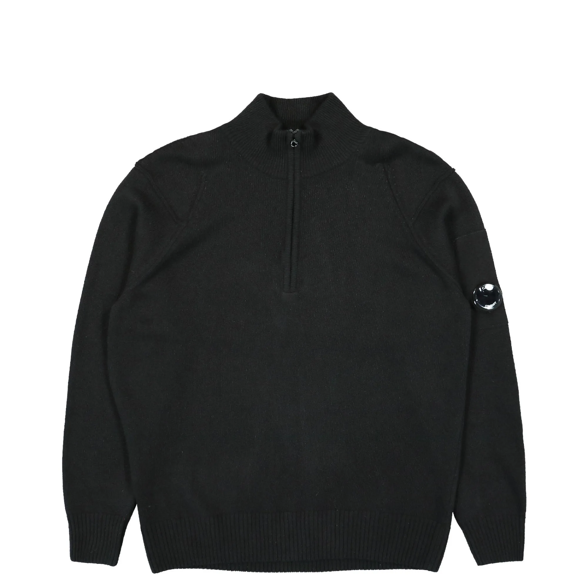 Sweatshirts & Hoodies^C.P. Company Lambswool GRS Half Zipped Knit Sweater Black