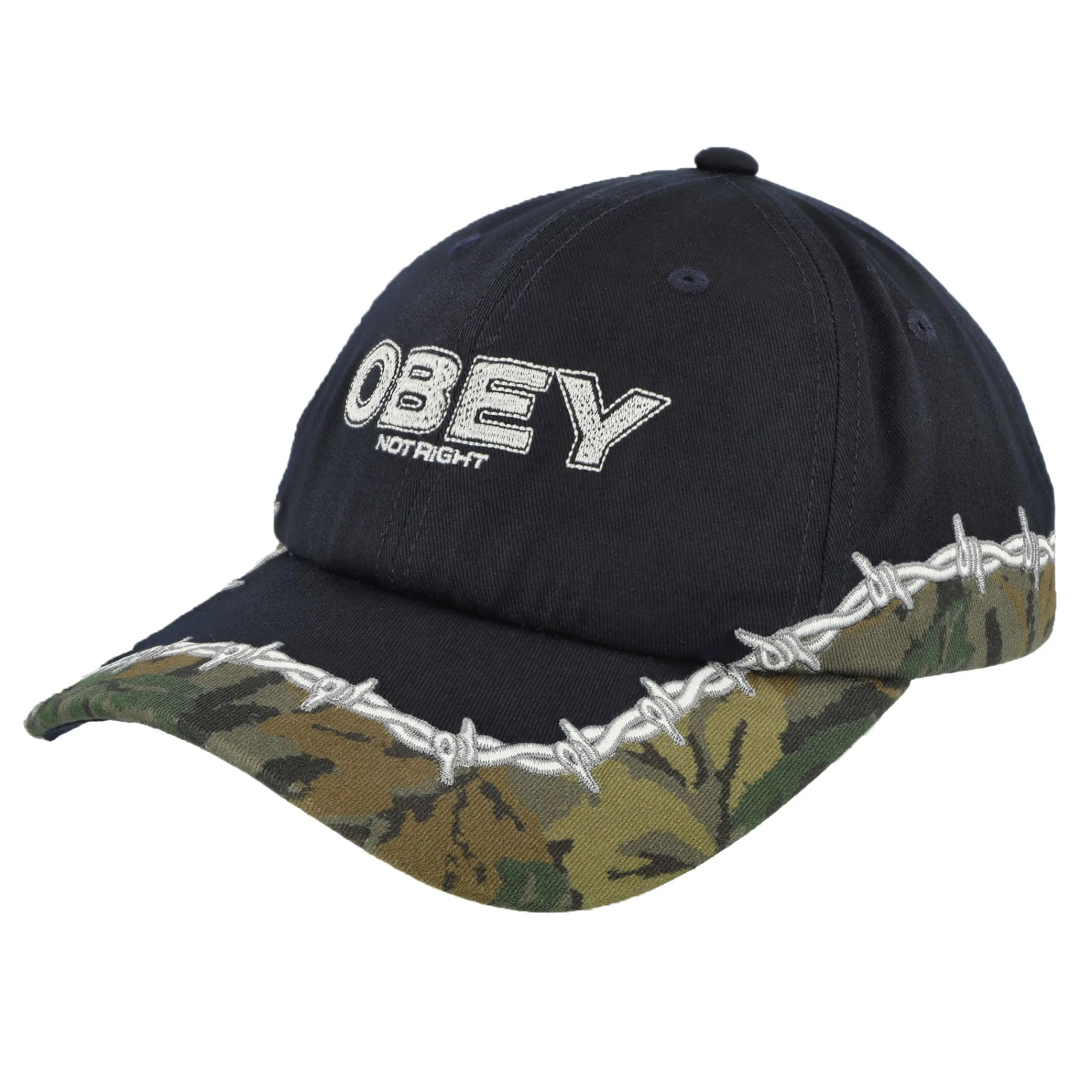 Caps, Hats & Beanies | Caps, Hats & Beanies^Obey Not Right 6 Panel Velcro Back NavyMulti