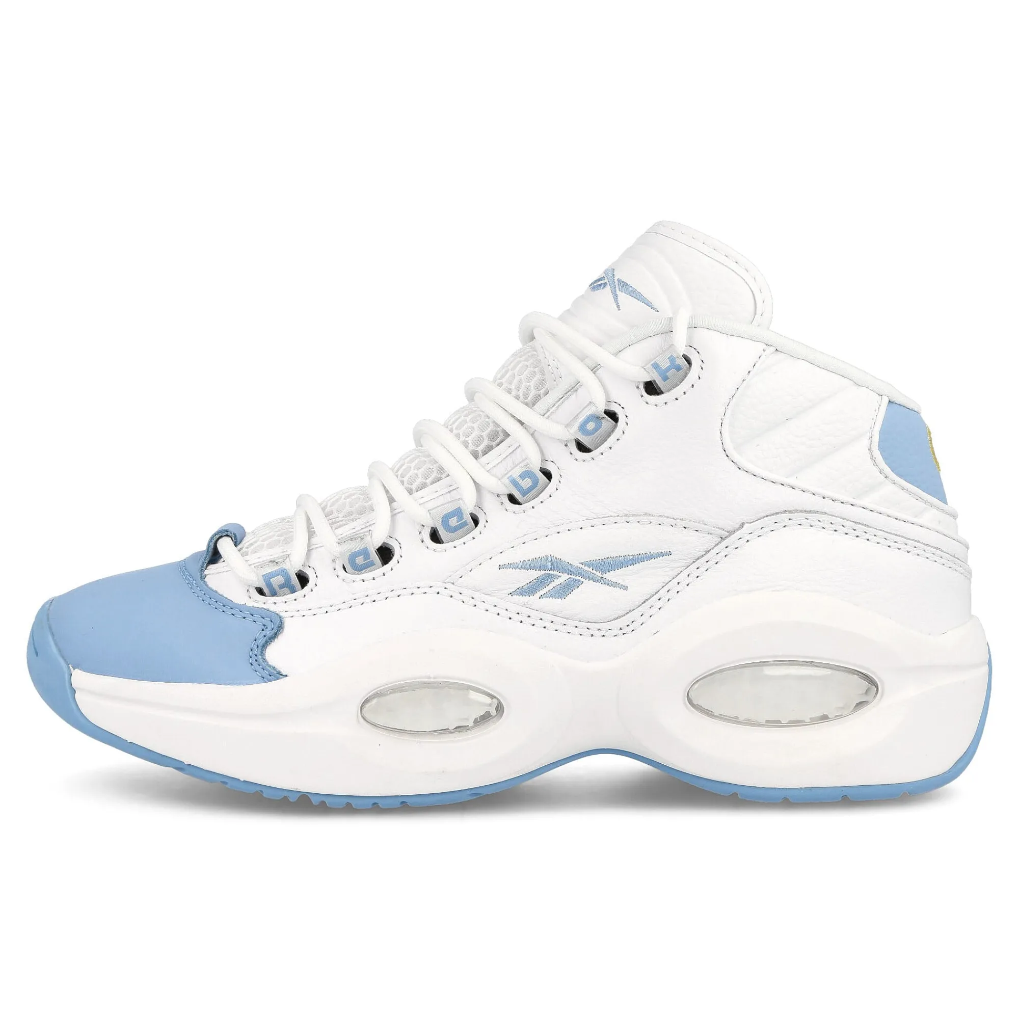 High Tops | Basketball & Court^Reebok Question Mid CloudWhite-FluidBlue-ToxicYellow