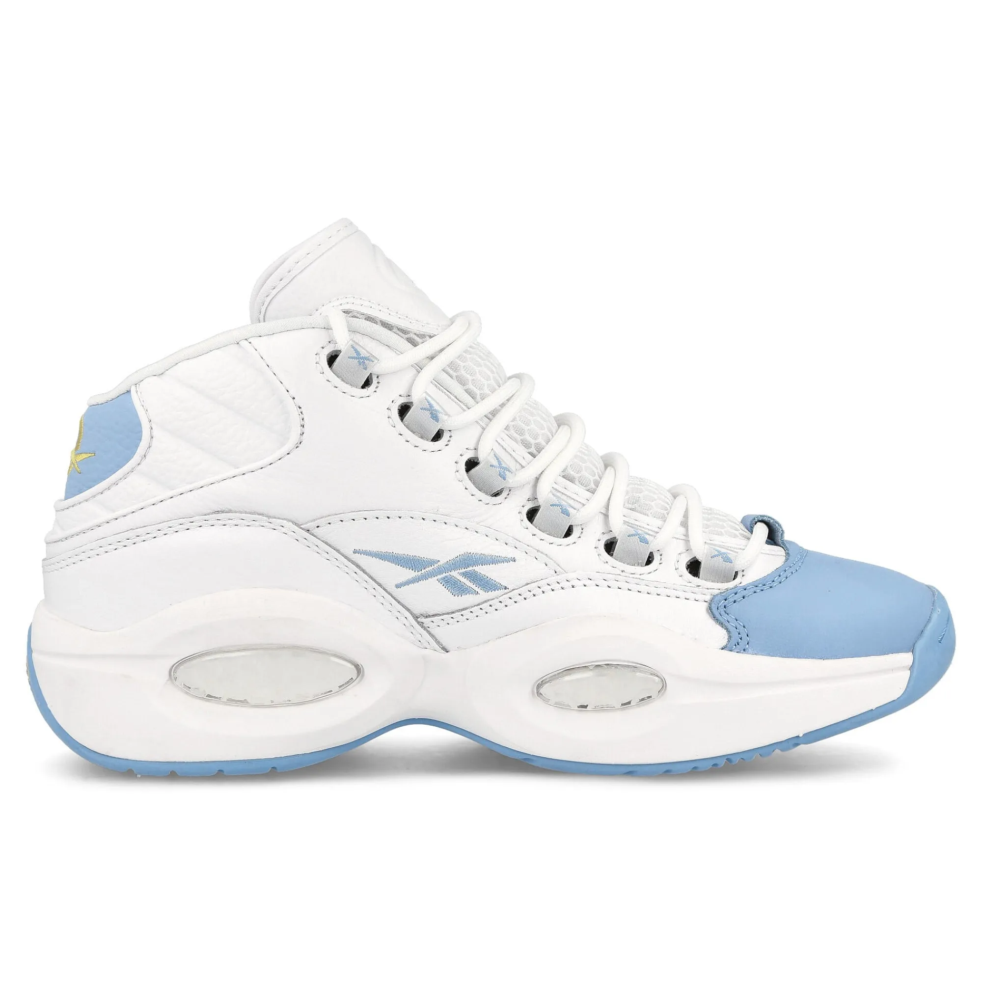 High Tops | Basketball & Court^Reebok Question Mid CloudWhite-FluidBlue-ToxicYellow