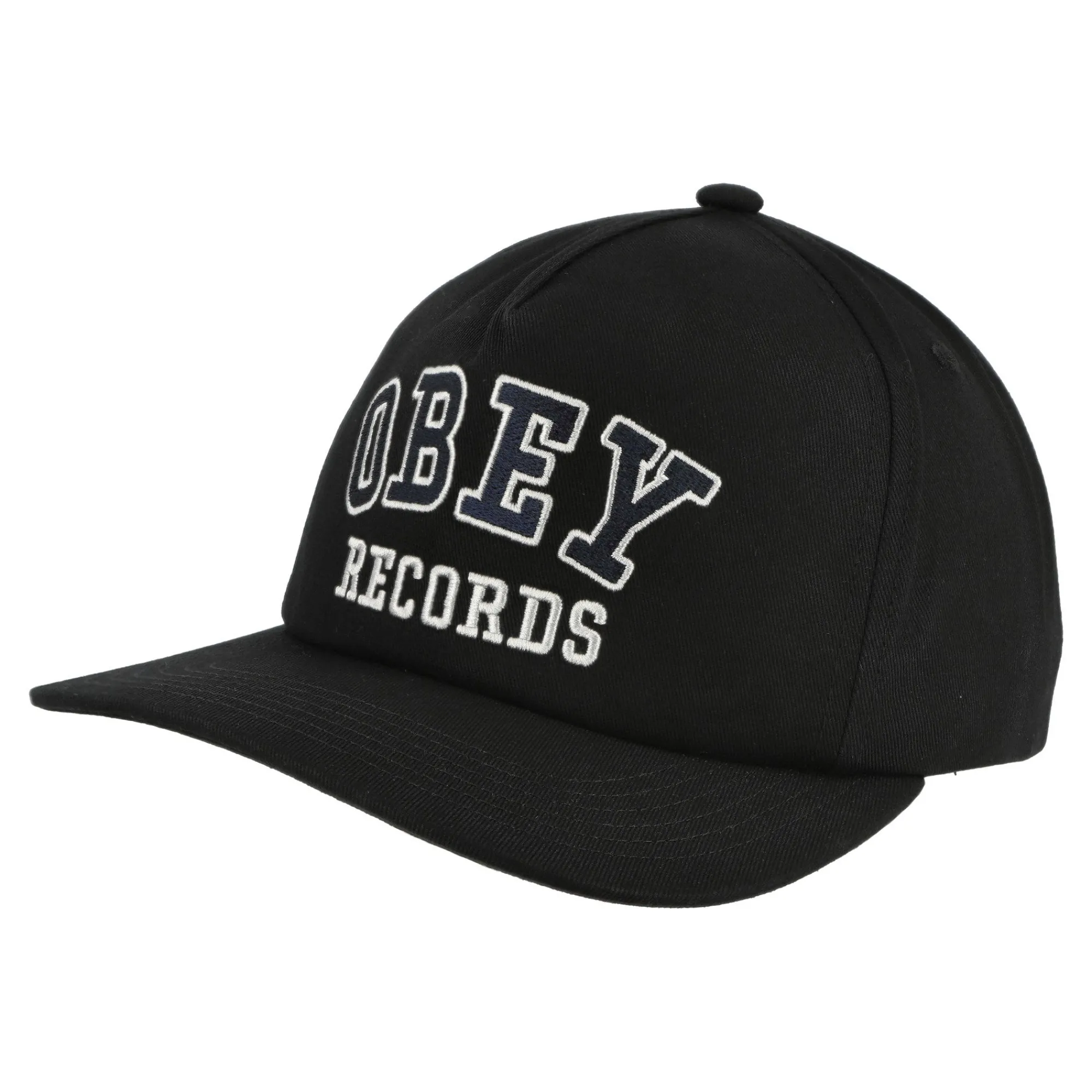 Caps, Hats & Beanies | Caps, Hats & Beanies^Obey Records 5 Panel Snapback Black