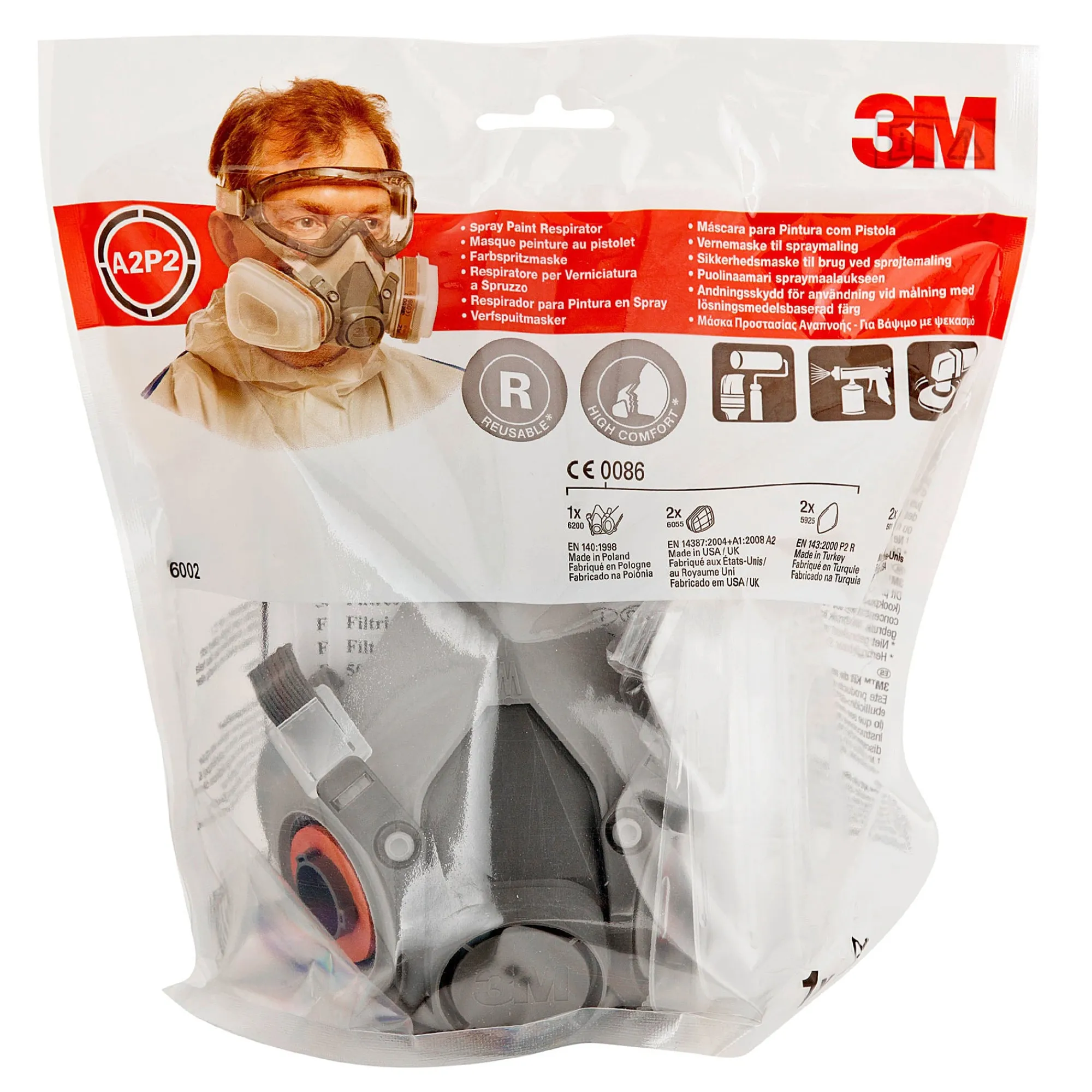 Protection^3M Respirator Mask 6200 A2-P2