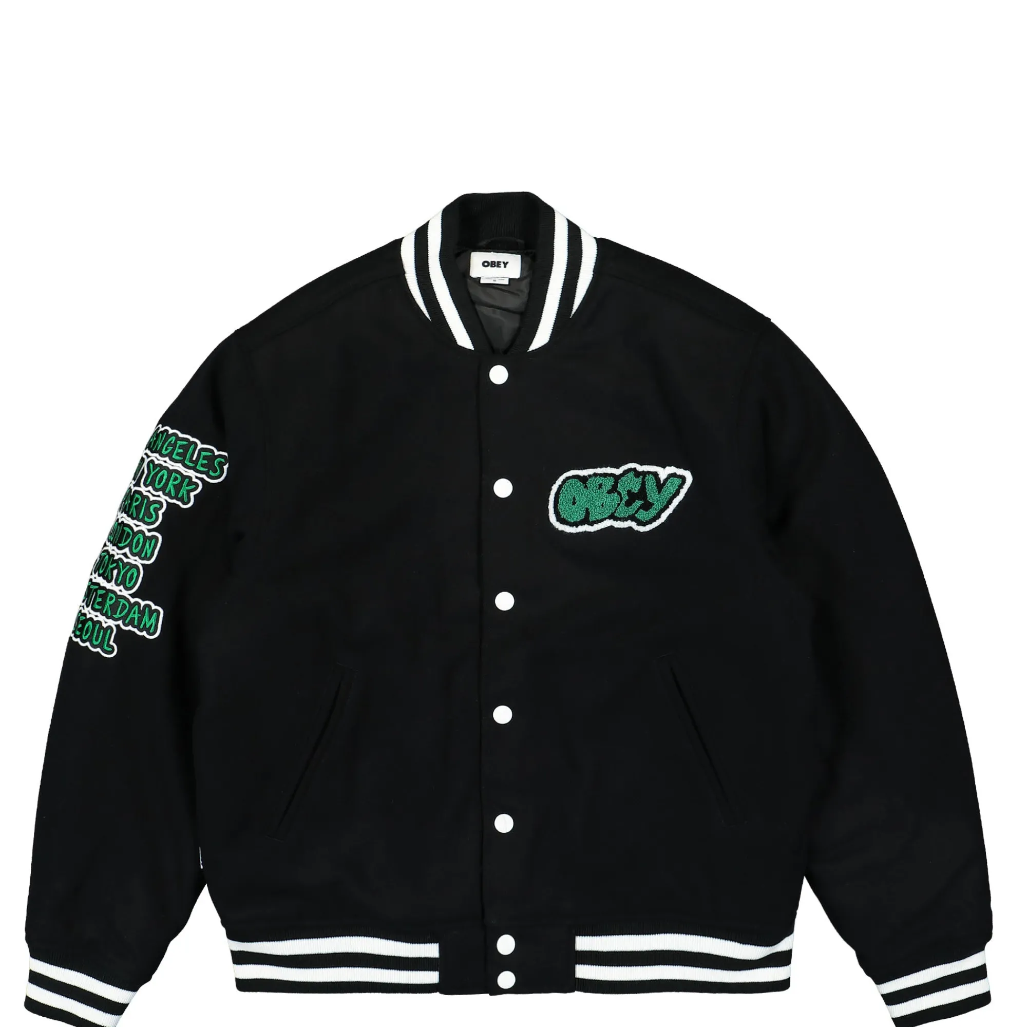 Jackets & Coats^Obey Roll Call Varsity Jacket Black