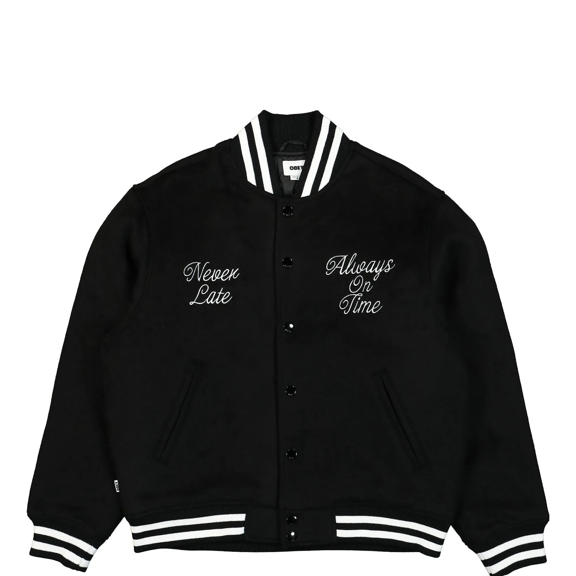 Jackets & Coats^Obey Time Varsity Jacket Black