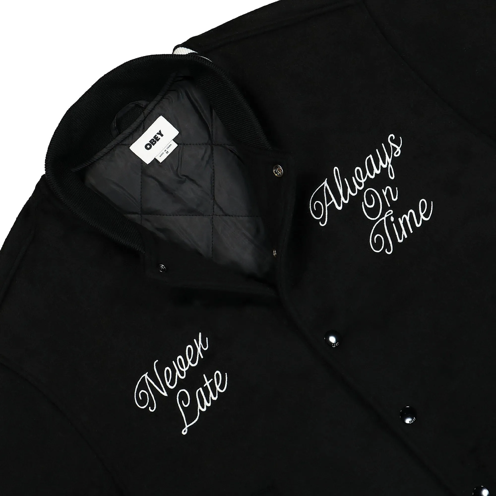 Jackets & Coats^Obey Time Varsity Jacket Black