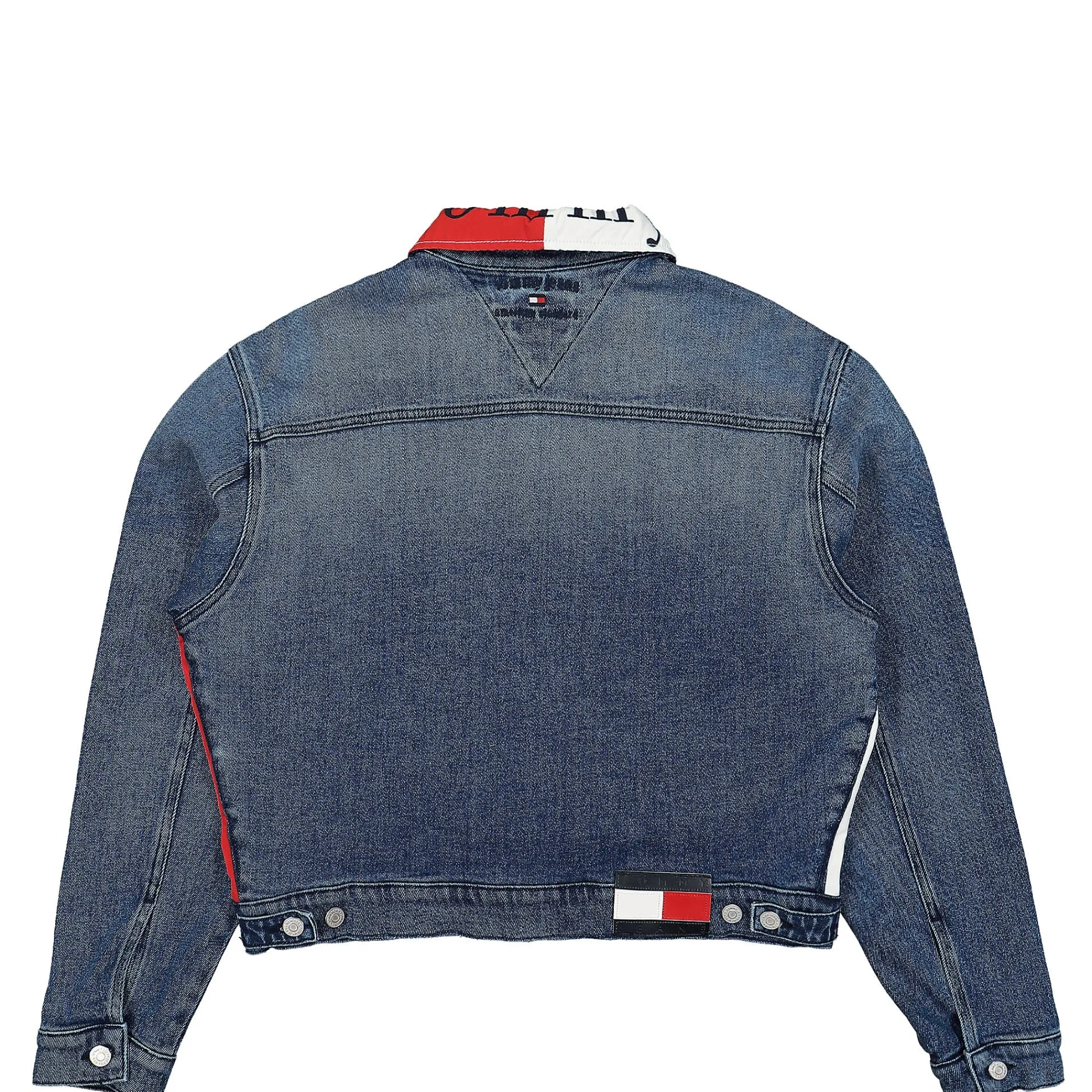 Jackets & Coats^Tommy Jeans TJCU Crop Flag Trucker Jacket IndigoDenimStoneWashed